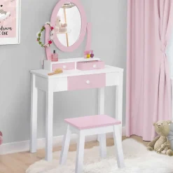 Coiffeuse enfant BETTANY avec miroir et tabouret