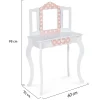 Coiffeuse enfant ROZA blanche et rose avec 3 miroirs et tabouret