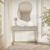 Coiffeuse grège pieds dorés 110 cm VELDIO