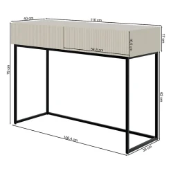 Coiffeuse grège pieds dorés 110 cm VELDIO