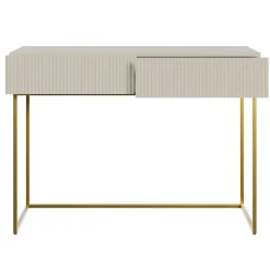 Coiffeuse grège pieds dorés 110 cm VELDIO