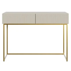 Coiffeuse grège pieds dorés 110 cm VELDIO