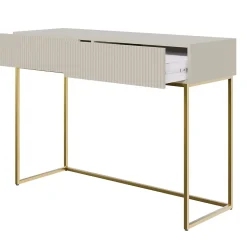 Coiffeuse grège pieds dorés 110 cm VELDIO
