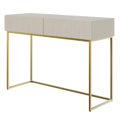 Coiffeuse grège pieds dorés 110 cm VELDIO