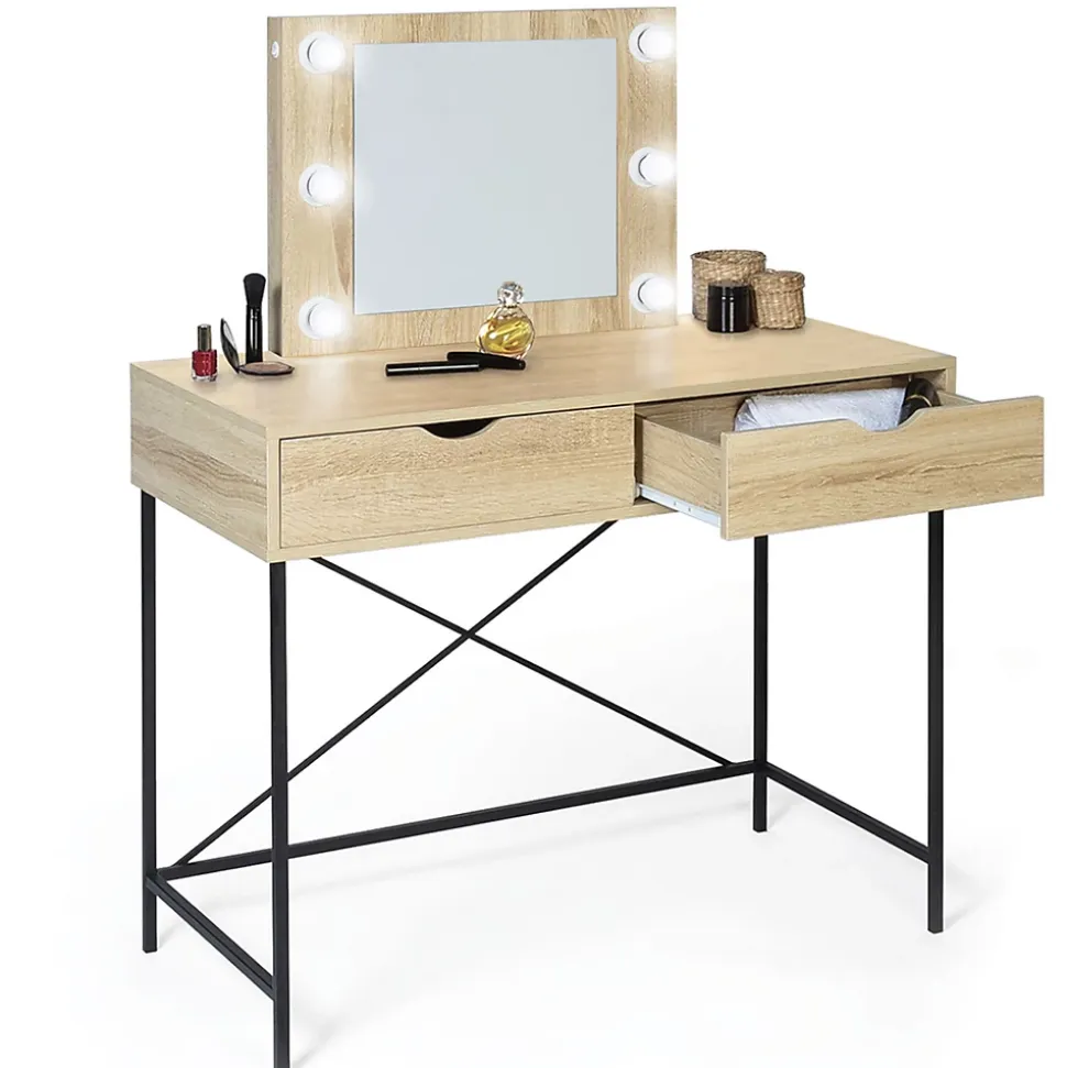 Coiffeuse LOUISA design industriel avec miroir LED
