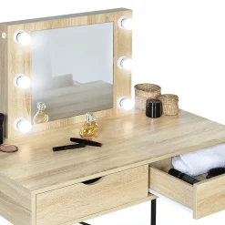 Coiffeuse LOUISA design industriel avec miroir LED
