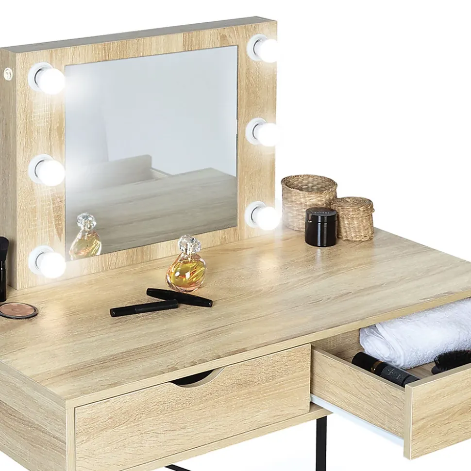 Coiffeuse LOUISA design industriel avec miroir LED