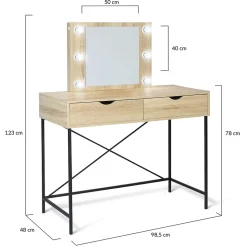 Coiffeuse LOUISA design industriel avec miroir LED