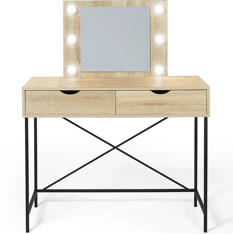 Coiffeuse LOUISA design industriel avec miroir LED