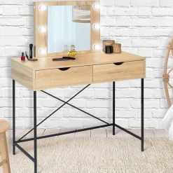 Coiffeuse LOUISA design industriel avec miroir LED