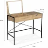 Coiffeuse LUIS miroir rabattable avec tabouret design industriel