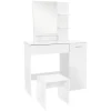 Coiffeuse moderne avec miroir + tabouret de maquillage en MDF blanc 90x38x138 cm