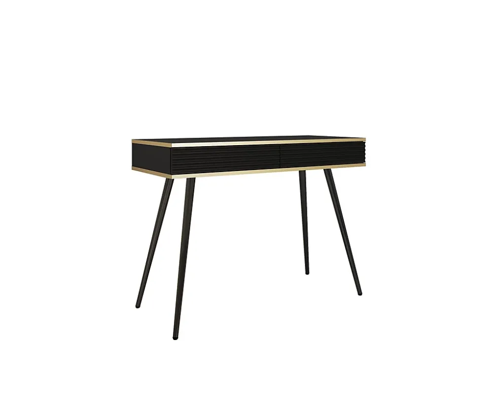Coiffeuse noire glamour avec pieds noirs, 102 x 80 x 50