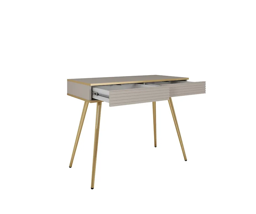 Coiffeuse noire glamour avec pieds dorés, 102 x 80 x 50