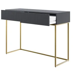 Coiffeuse noire pieds dorés 110 cm VELDIO