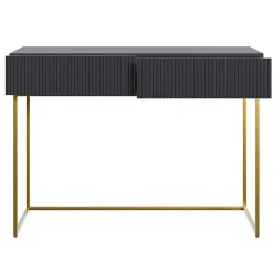 Coiffeuse noire pieds dorés 110 cm VELDIO