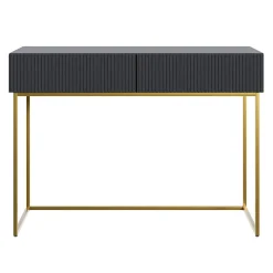 Coiffeuse noire pieds dorés 110 cm VELDIO