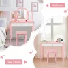 Coiffeuse pour Enfant avec Miroir Pliant Inclus de Table de Maquillage et Tabouret 1 Grand Tiroir Accessoire de Maquillage