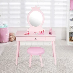Coiffeuse pour enfants avec tabouret coiffeuse et chaise table cosmetique avec miroir et tiroir egalement comme bureau