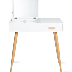 Coiffeuse scandinave LISA miroir rabattable blanche