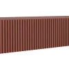 Coiffeuse suspendue avec deux tiroirs, façade rainurée - Couleur : rouge brique, 100 x 40 x 16 cm