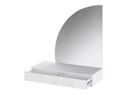 Coiffeuse suspendue avec miroir à LEDs - 2 tiroirs - Blanc brillant - JINEZA
