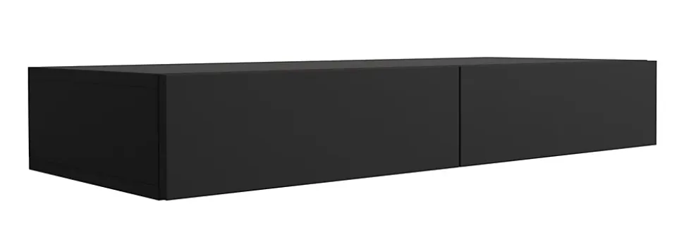 Coiffeuse suspendue avec deux tiroirs, façade lisse - Couleur : noir, 100 x 40 x 16 cm