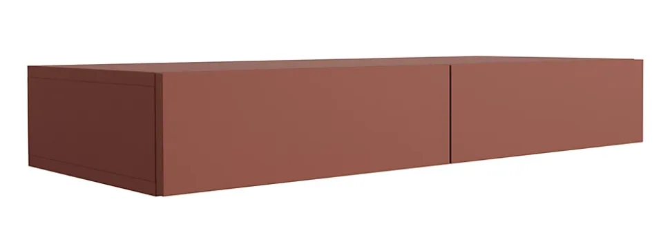 Coiffeuse suspendue avec deux tiroirs, façade lisse - couleur : rouge brique, 100 x 40 x 16 cm