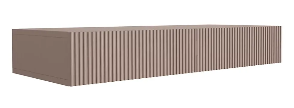 Coiffeuse suspendue avec deux tiroirs, façade rainurée - Couleur : brun caramel, 100 x 40 x 16 cm