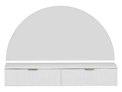 Coiffeuse suspendue avec miroir et LEDs - 2 tiroirs - Blanc - FRALYN