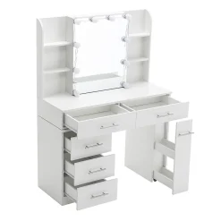 Coiffeuse Table de maquillage Table de toilette avec miroir Tiroir Éclairage LED