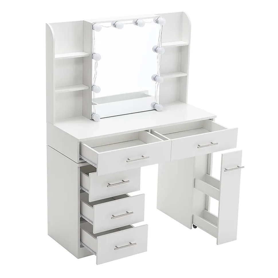 Coiffeuse Table de maquillage Table de toilette avec miroir Tiroir Éclairage LED