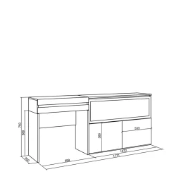 Coiffeuse 177x35x75cm avec tiroir feu led sans chaleur XXL blanc
