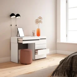 Coiffeuse 127x35x75cm avec tiroir commode buffet couleur blanc