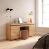 Coiffeuse 177x35x75cm avec tiroir commode buffet couleur chêne