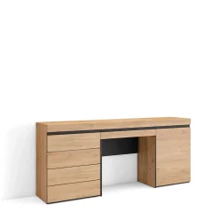 Coiffeuse 177x35x75cm avec tiroir commode buffet couleur chêne