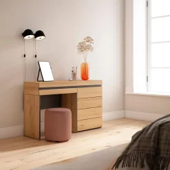 Coiffeuse 127x35x75cm avec tiroir commode buffet couleur chêne