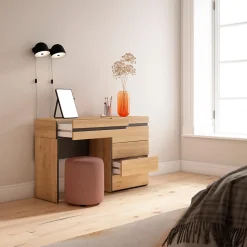 Coiffeuse 127x35x75cm avec tiroir commode buffet couleur chêne