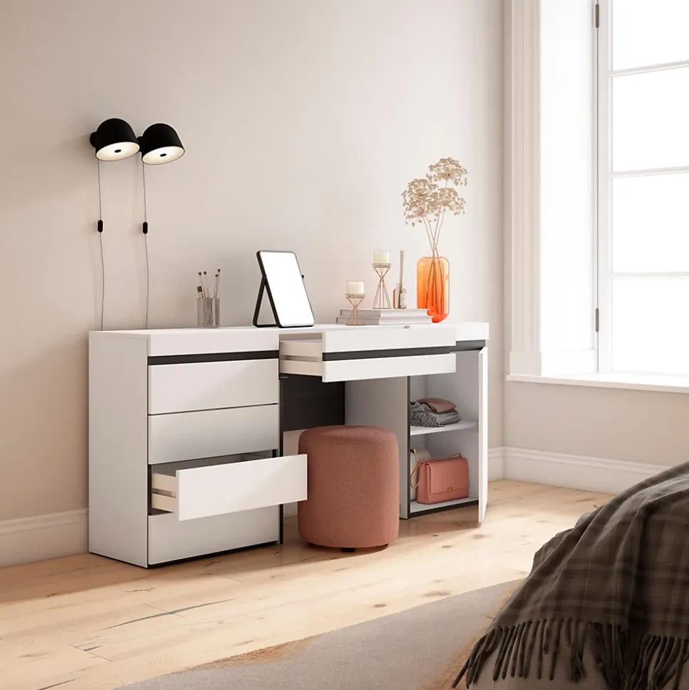 Coiffeuse 177x35x75cm avec tiroir commode buffet couleur blanc