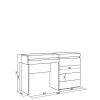 Coiffeuse 127x35x75cm avec tiroir commode buffet couleur gris ciment