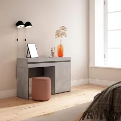 Coiffeuse 121x35x75cm avec tiroir couleur gris ciment