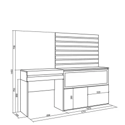 Coiffeuse 177x35x145cm feu led sans chaleur XXL panneaux couleur blanc