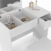 Coiffeuse ZELIA miroir rabattable avec 1 tiroir et 1 tabouret