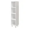 Colonne de rangement blanche sur pieds avec tiroirs et porte anthracite brillant GoodHome Atomia H. 161 x L. 37,5 x P. 35 cm
