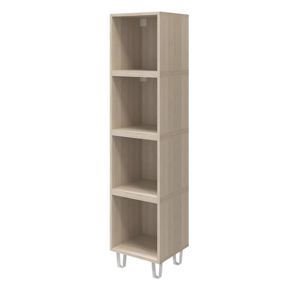 Colonne de rangement sur pieds effet chêne GoodHome Atomia H. 161 x L. 37,5 x P. 35 cm