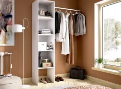 Colonne dressing en panneaux de particules mélaminés coloris blanc - Longueur 137.5 x Profondeur 40.2 x Hauteur 185.5 cm