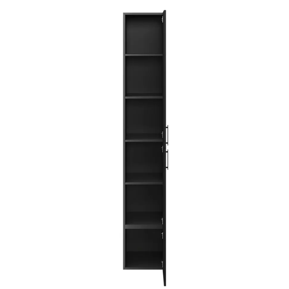 Colonne meuble TV noir avec 3 portes GoodHome Atomia H. 187 x L. 37 x P. 35 cm