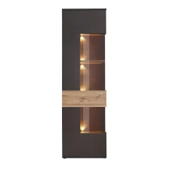 Colonne vitrine 1 porte ouverture gauche décor bois et gris - MARBELLA