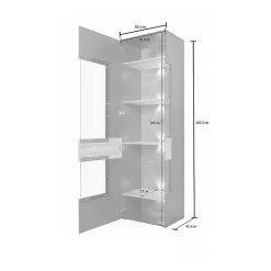 Colonne vitrine 1 porte ouverture gauche décor bois et gris - MARBELLA