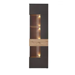 Colonne vitrine 1 porte ouverture droite décor bois et gris - MARBELLA